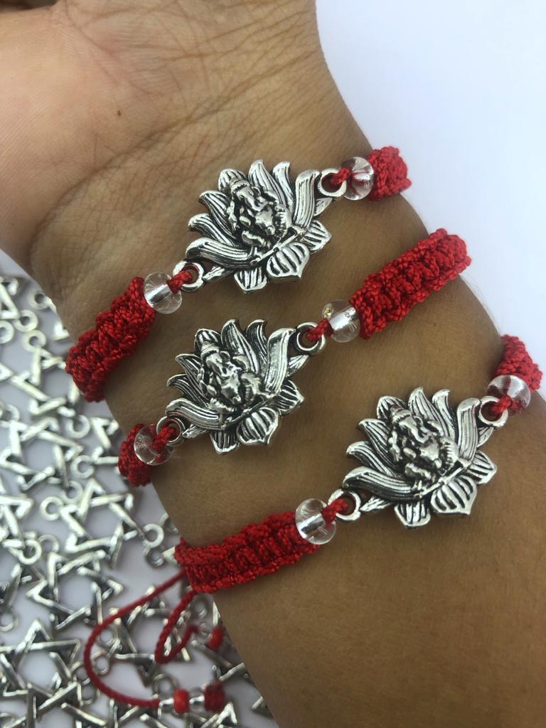 - 12 PULSERA DIJE CELTA FLOR DE LOTO CON GANESHA -